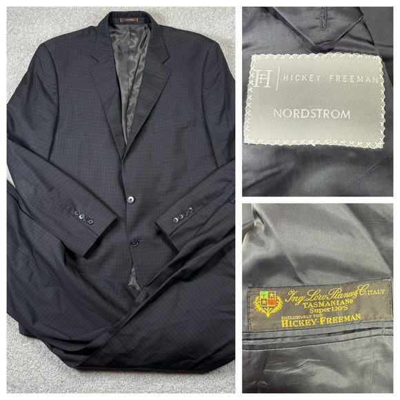 Hickey Freeman‎ Suit Mens Loro Piana Tasmanian Super 150s Wool 50L Pants 44x29
